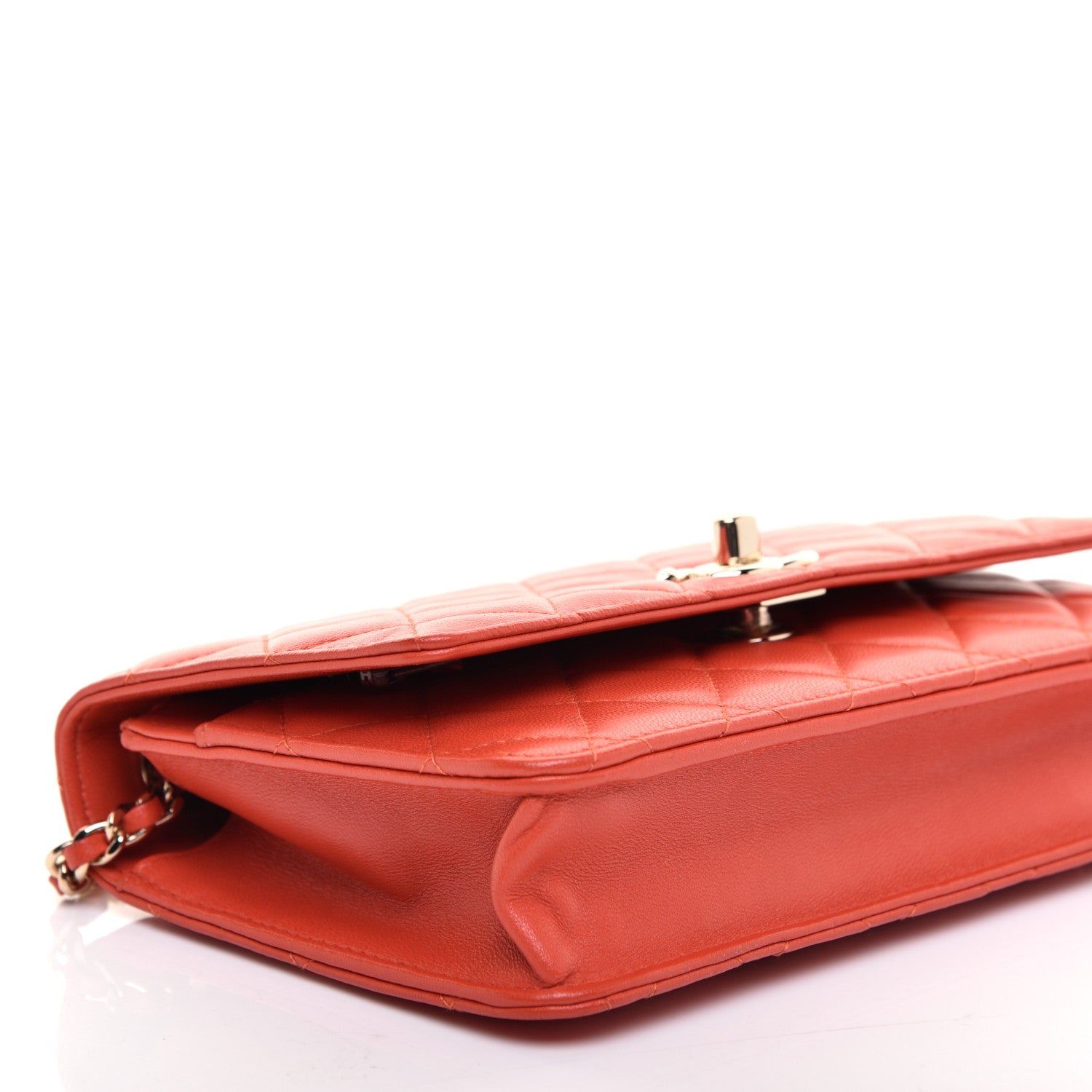 Chanel Lambskin Quilted Trendy CC Wallet On Chain WOC Orange 6 of 11
