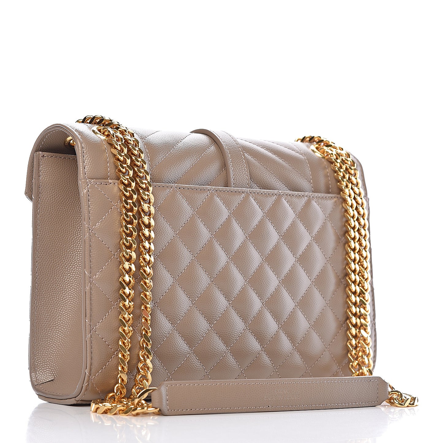 Grain De Poudre Textured Mixed Matelasse Medium Triquilt Monogram Satchel Taupe