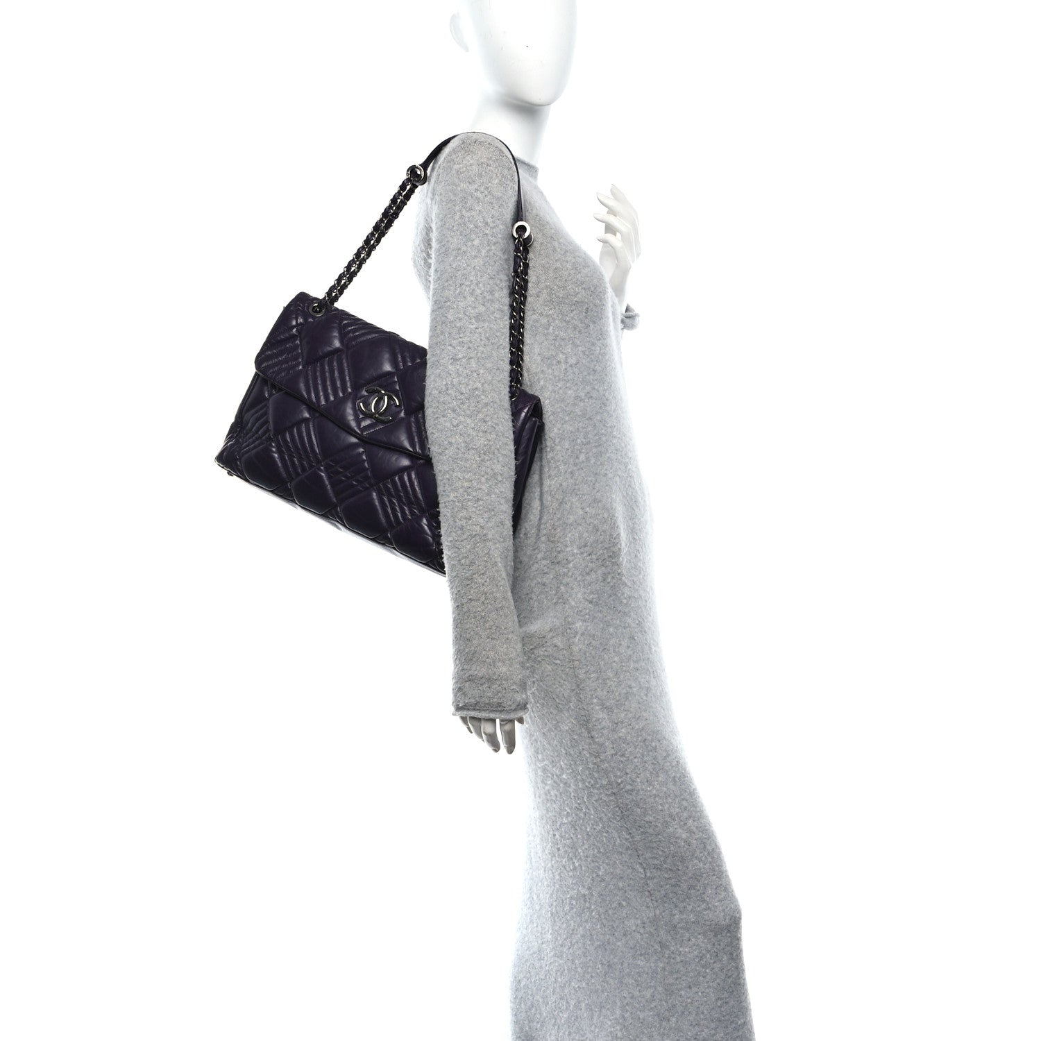 Chanel Lambskin In And Out XL Maxi Flap Dark Purple 2 of 11