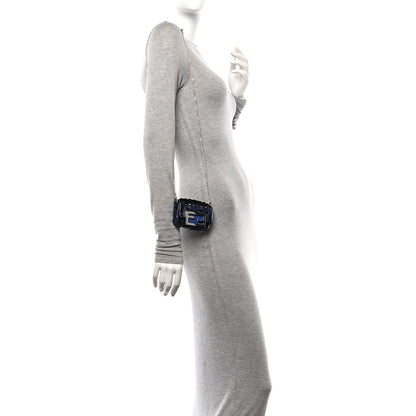 Fendi Sequin Paillettes Shiny Nappa Sex and the City Nano Maxi Buckle Baguette Charm Dark Blue 2 of 10