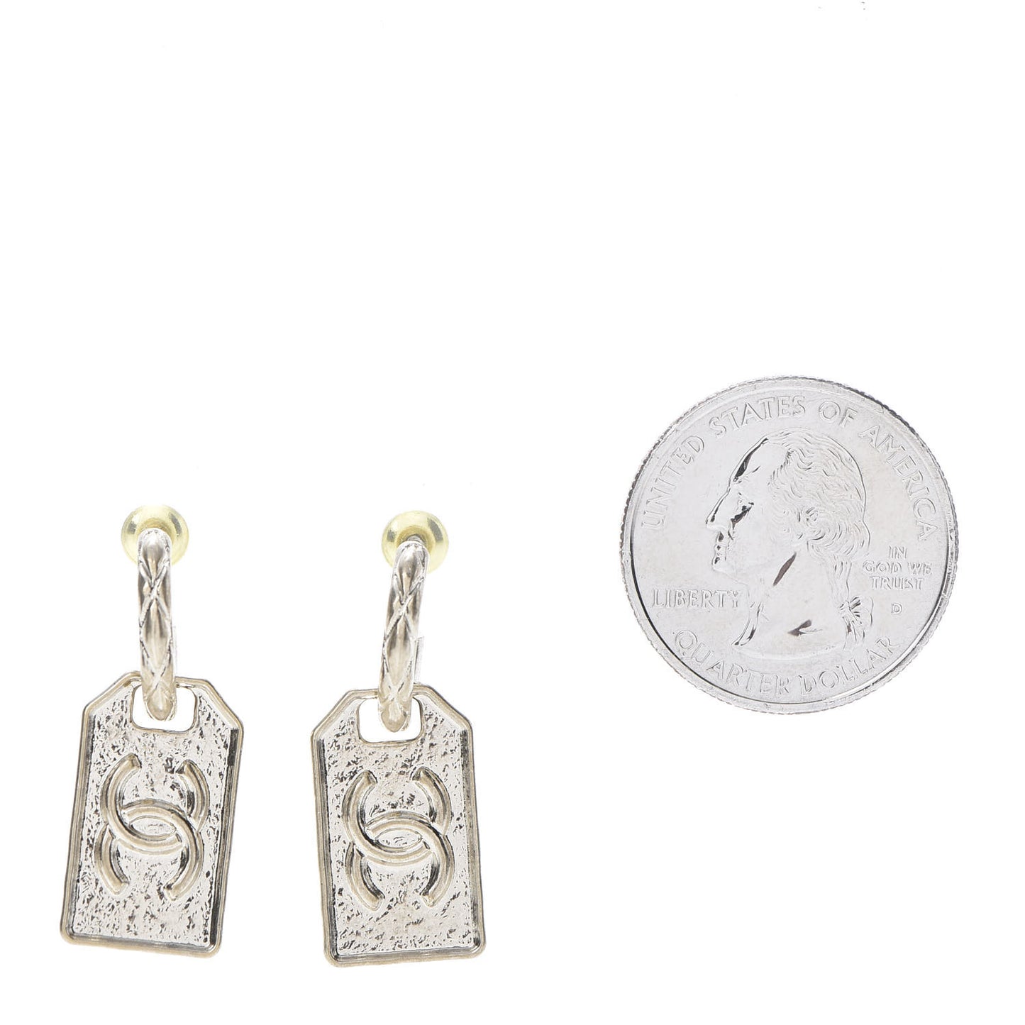 CC Tag Drop Earrings Gold