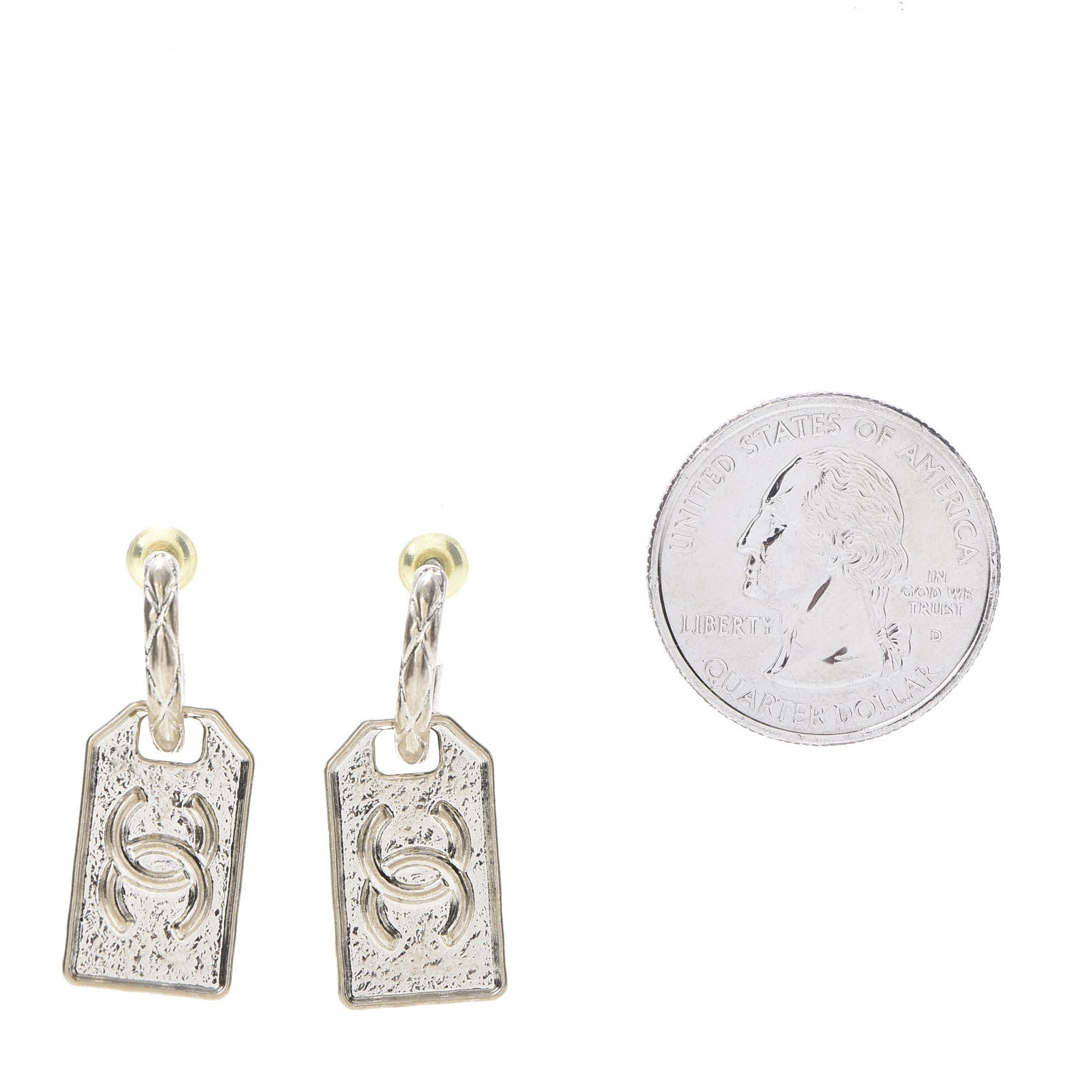 Chanel CC Tag Drop Earrings Gold 2 of 5
