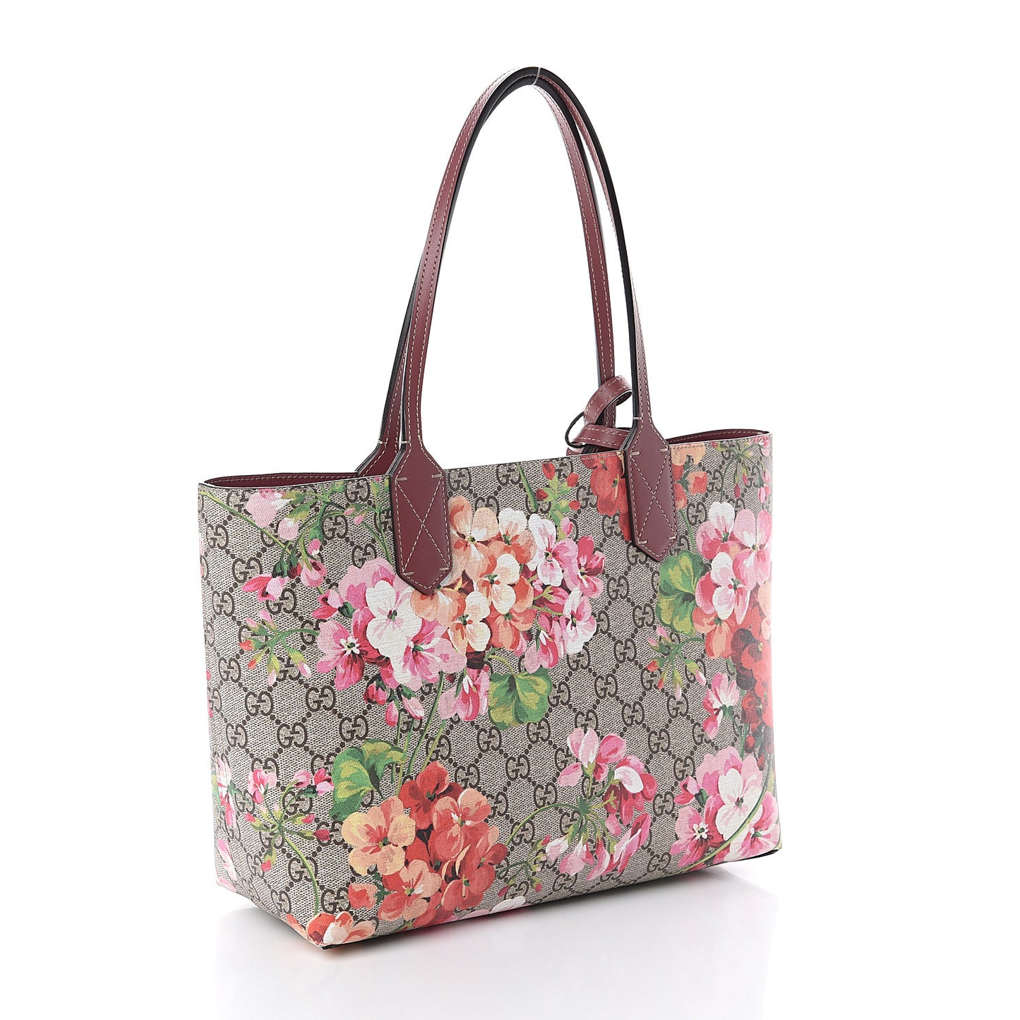 GG Supreme Monogram Blooms Small Reversible Tote Beige Multicolor Dry Rose