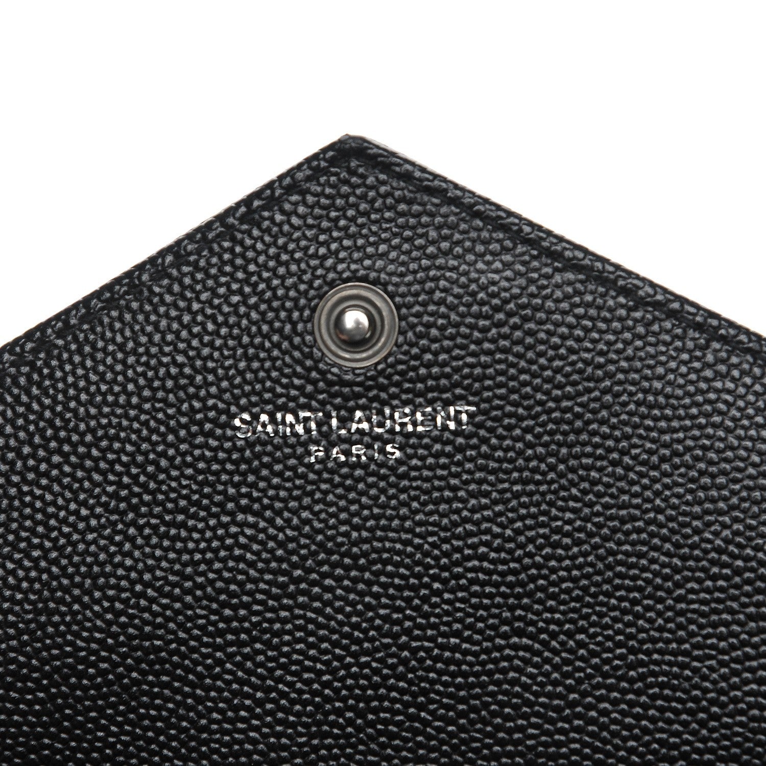 Saint Laurent Grain De Poudre Matelasse Chevron Monogram Chain Wallet Black 7 of 9