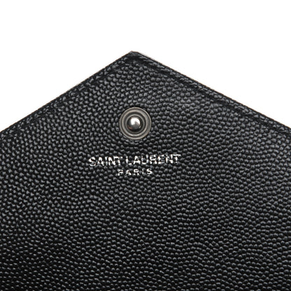 Saint Laurent Grain De Poudre Matelasse Chevron Monogram Chain Wallet Black 7 of 9