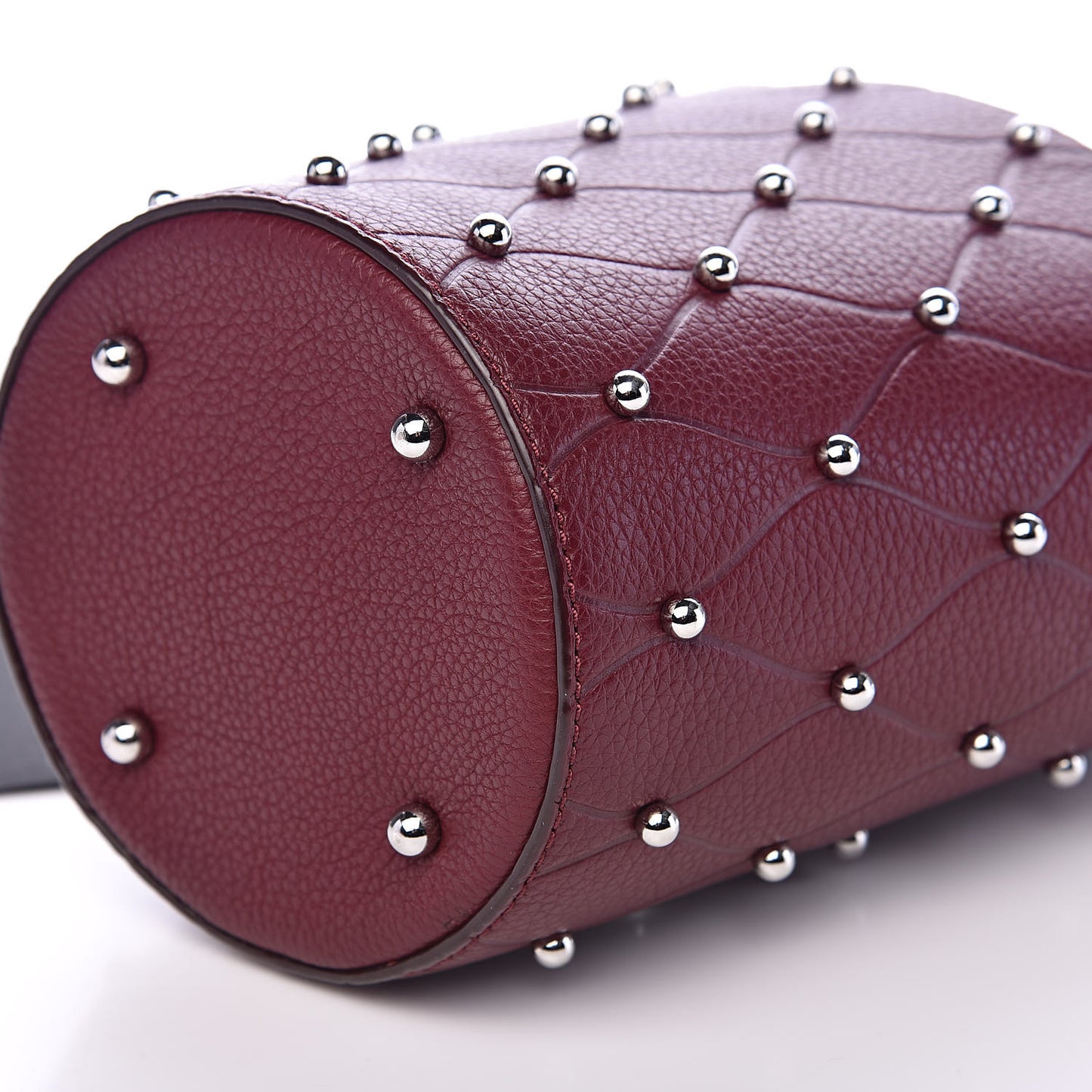 Pebbled Calfskin Mini Roxy Bucket Bag Burgundy