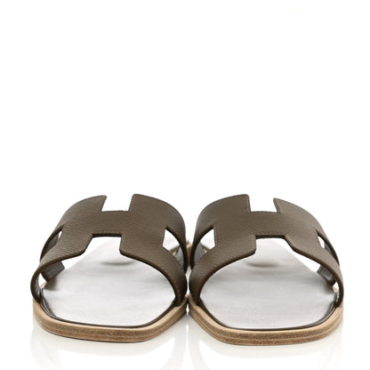 Hermes Epsom Oran Sandals 38 Etoupe 2 of 9