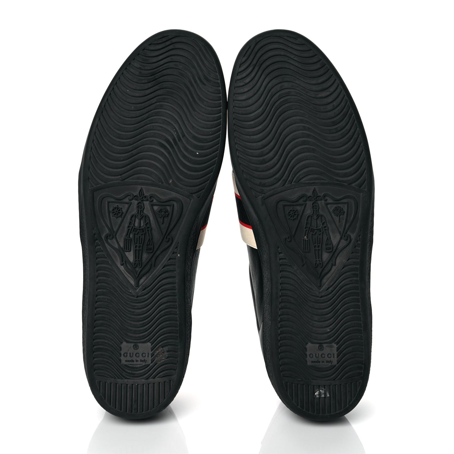 Calfskin Stripe Mens New Ace Sneakers 12 Black Ecru Red Flame
