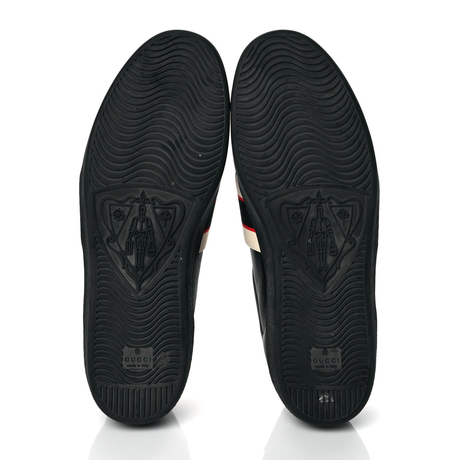 Gucci Calfskin Stripe Mens New Ace Sneakers 12 Black Ecru Red Flame 5 of 7