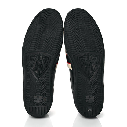 Gucci Calfskin Stripe Mens New Ace Sneakers 12 Black Ecru Red Flame 5 of 7