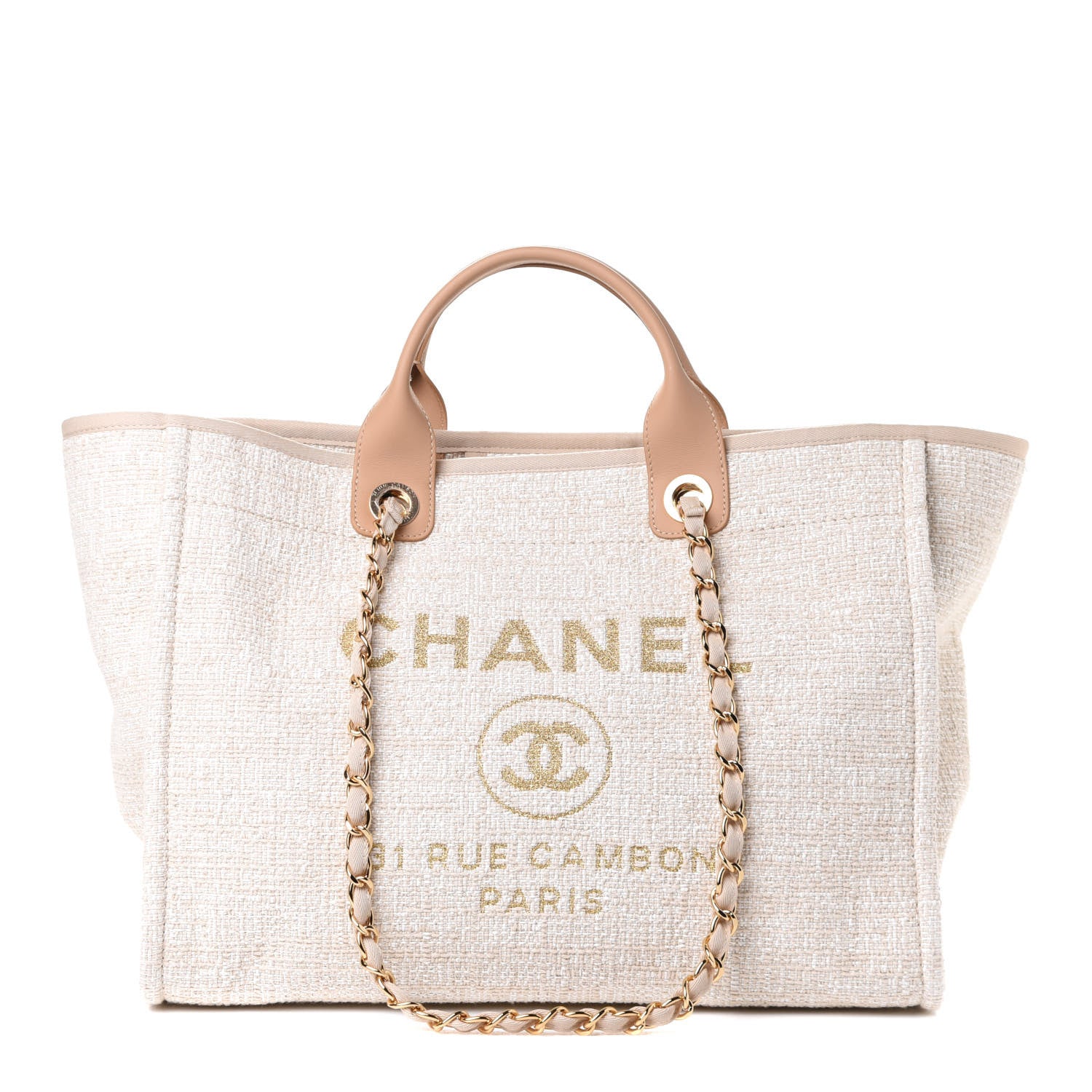 Chanel Canvas Medium Deauville Tote Light Beige 1 of 5
