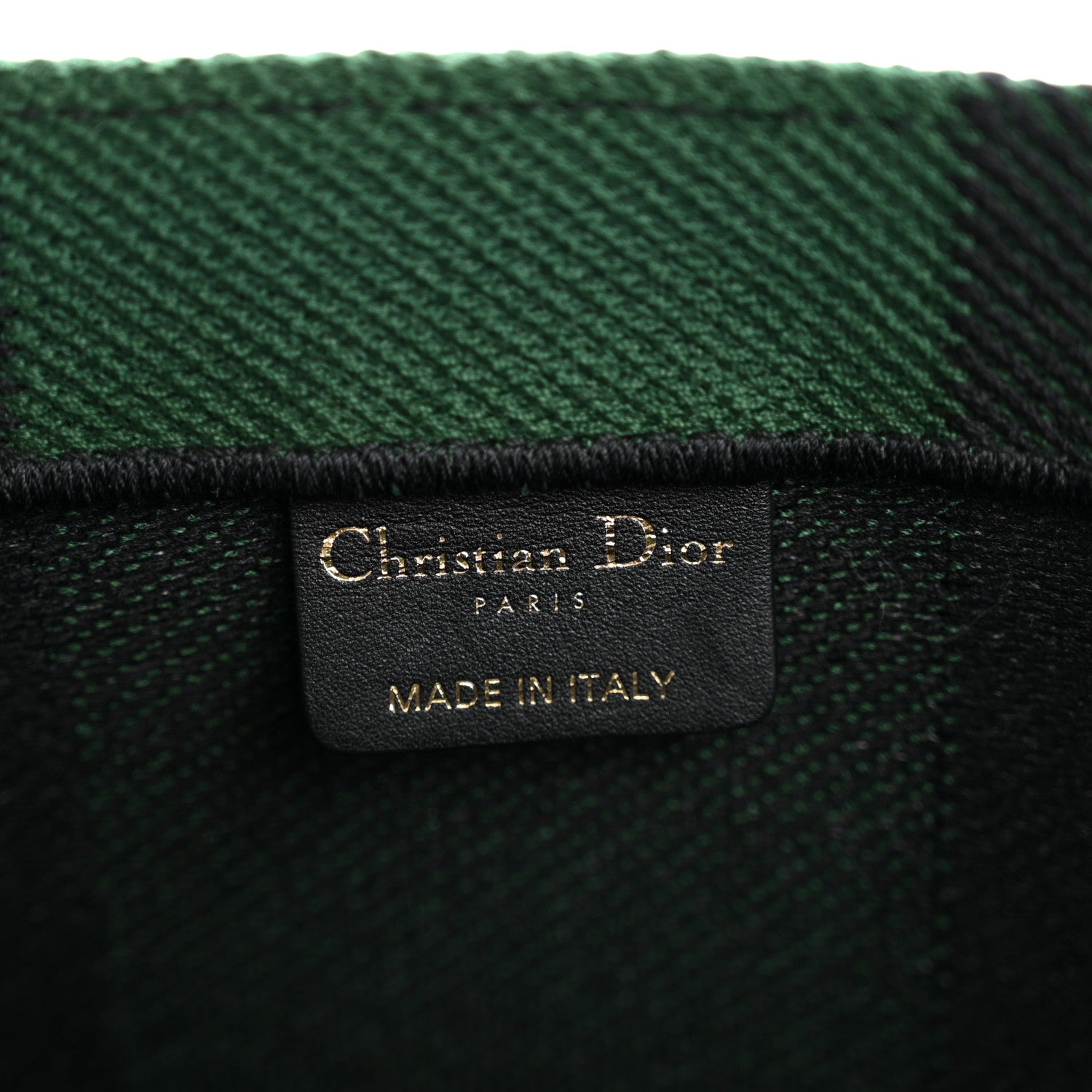 Christian Dior Canvas Embroidered Checkered Book Tote Black Green 6 of 12