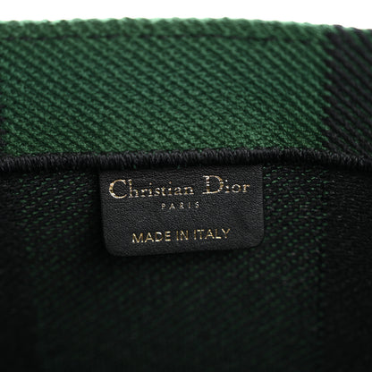 Christian Dior Canvas Embroidered Checkered Book Tote Black Green 6 of 12