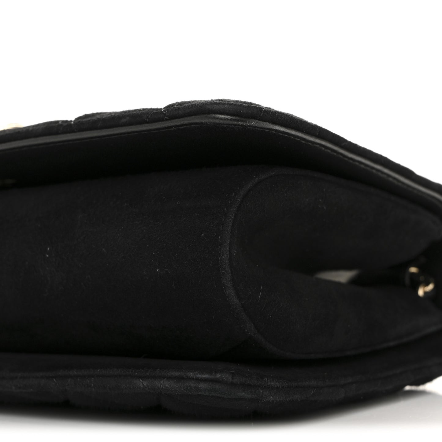 Suede Quilted Crystal Pearl CC Flap Black