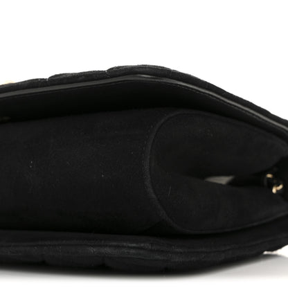 Chanel Suede Quilted Crystal Pearl CC Flap Black 10 of 12