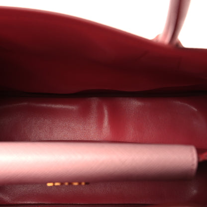 Prada Saffiano Cuir Bi-Color Small Double Handle Bag Pesca Tamaris 5 of 9