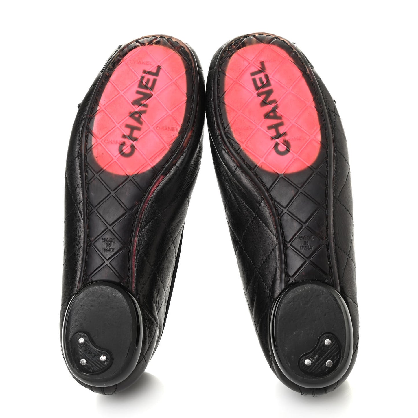 Lambskin Quilted Cambon Ballerina Flats 38 Black