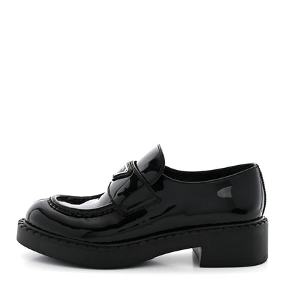 Prada Vernice Triangle 50mm Loafers 37 Black 1 of 12