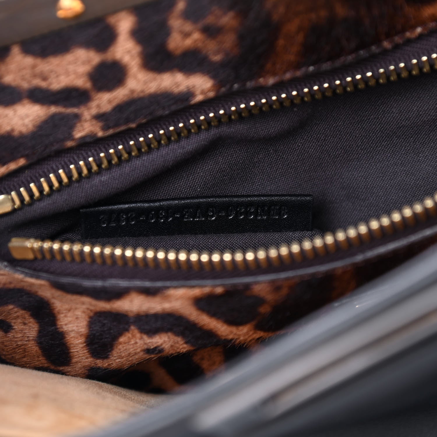 Fendi Calfskin Calf Hair Leopard Print Medium Peekaboo Iconic Satchel Black 8 of 14