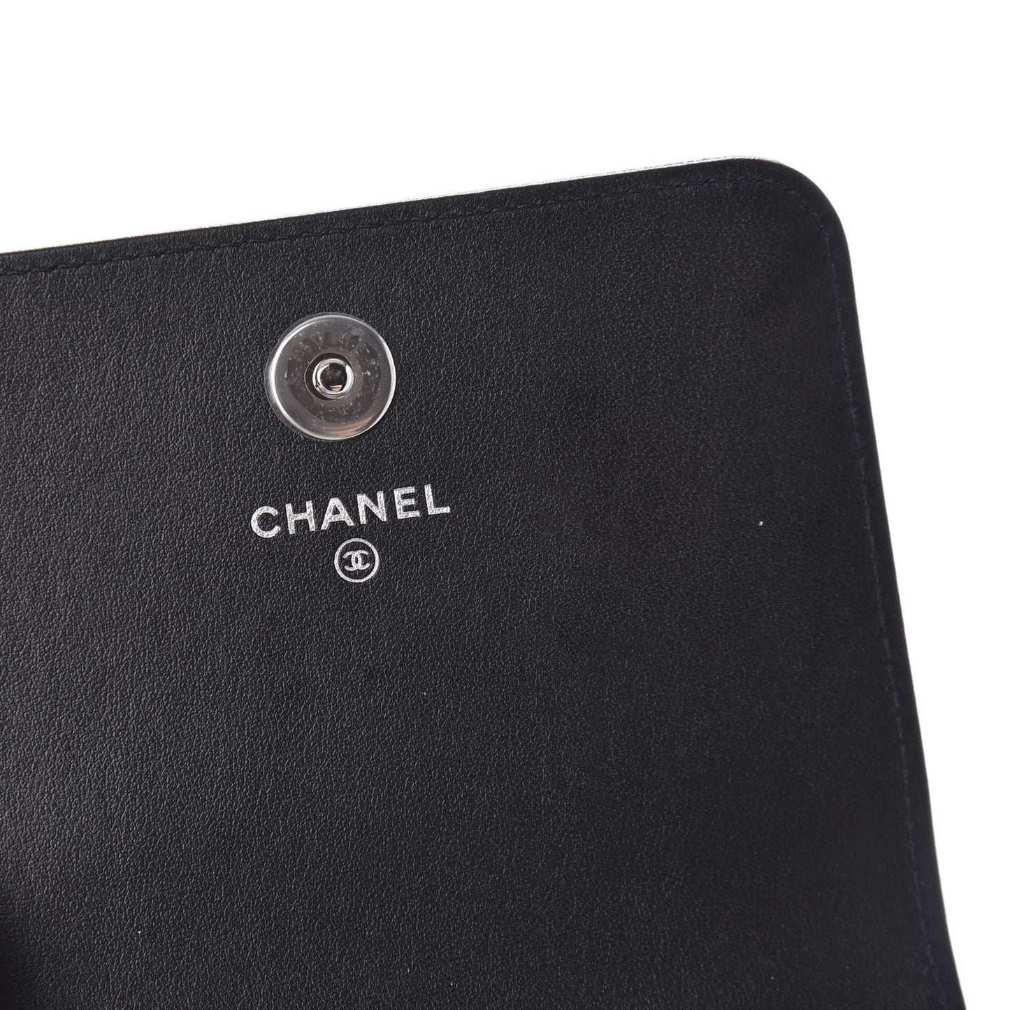 Caviar Camellia Embossed Chain Belt Bag Black