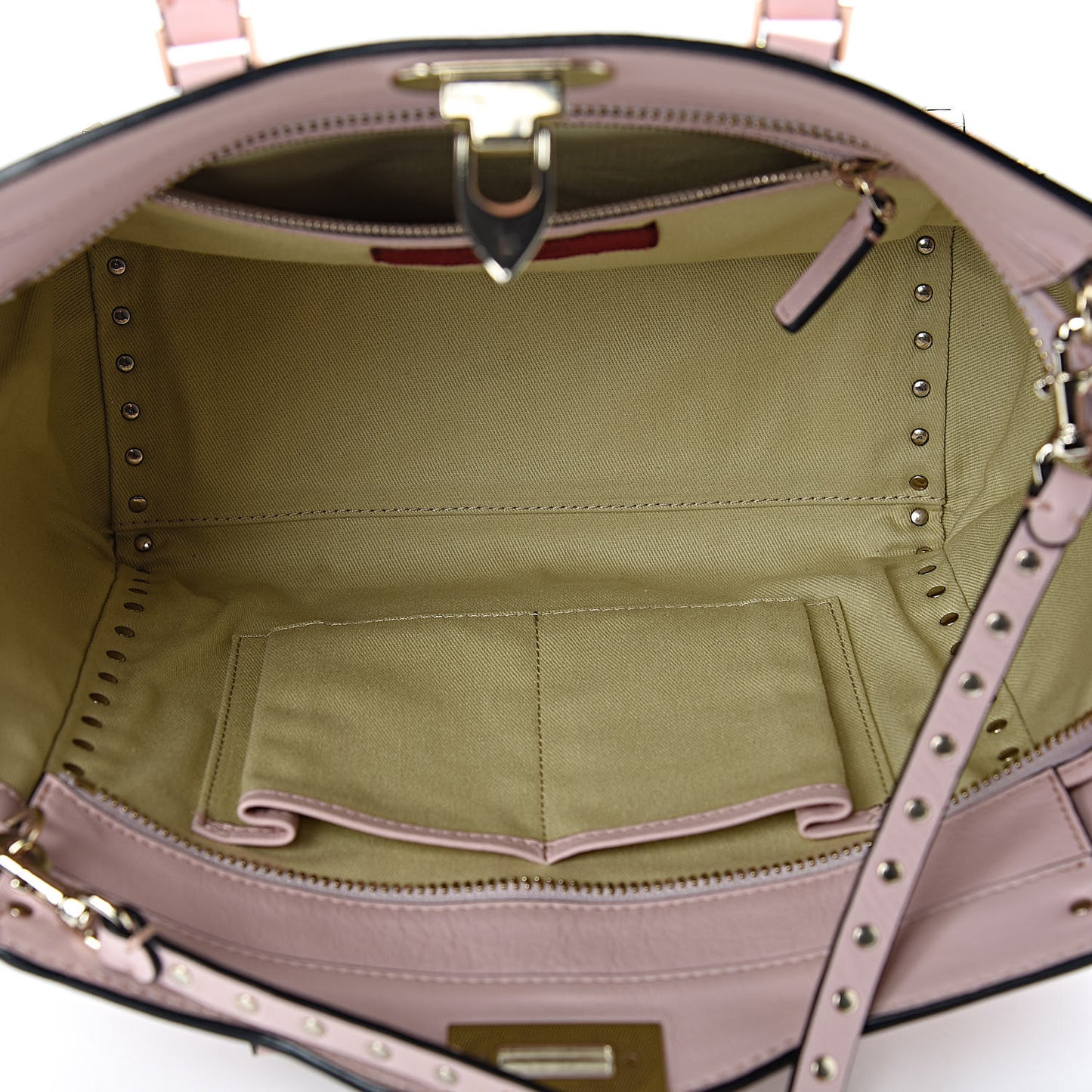 Vitello Rockstud Double Handle Tote Poudre