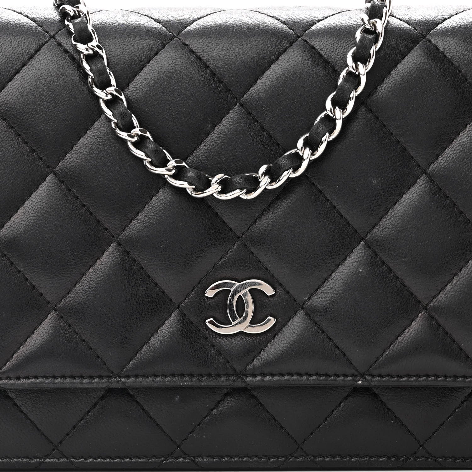 Chanel Lambskin Quilted Wallet On Chain WOC Black 9 of 14