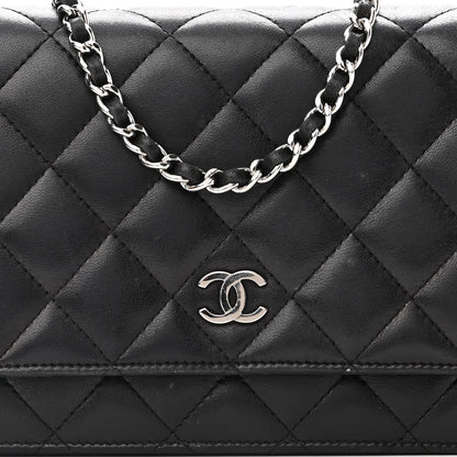Chanel Lambskin Quilted Wallet On Chain WOC Black 9 of 14