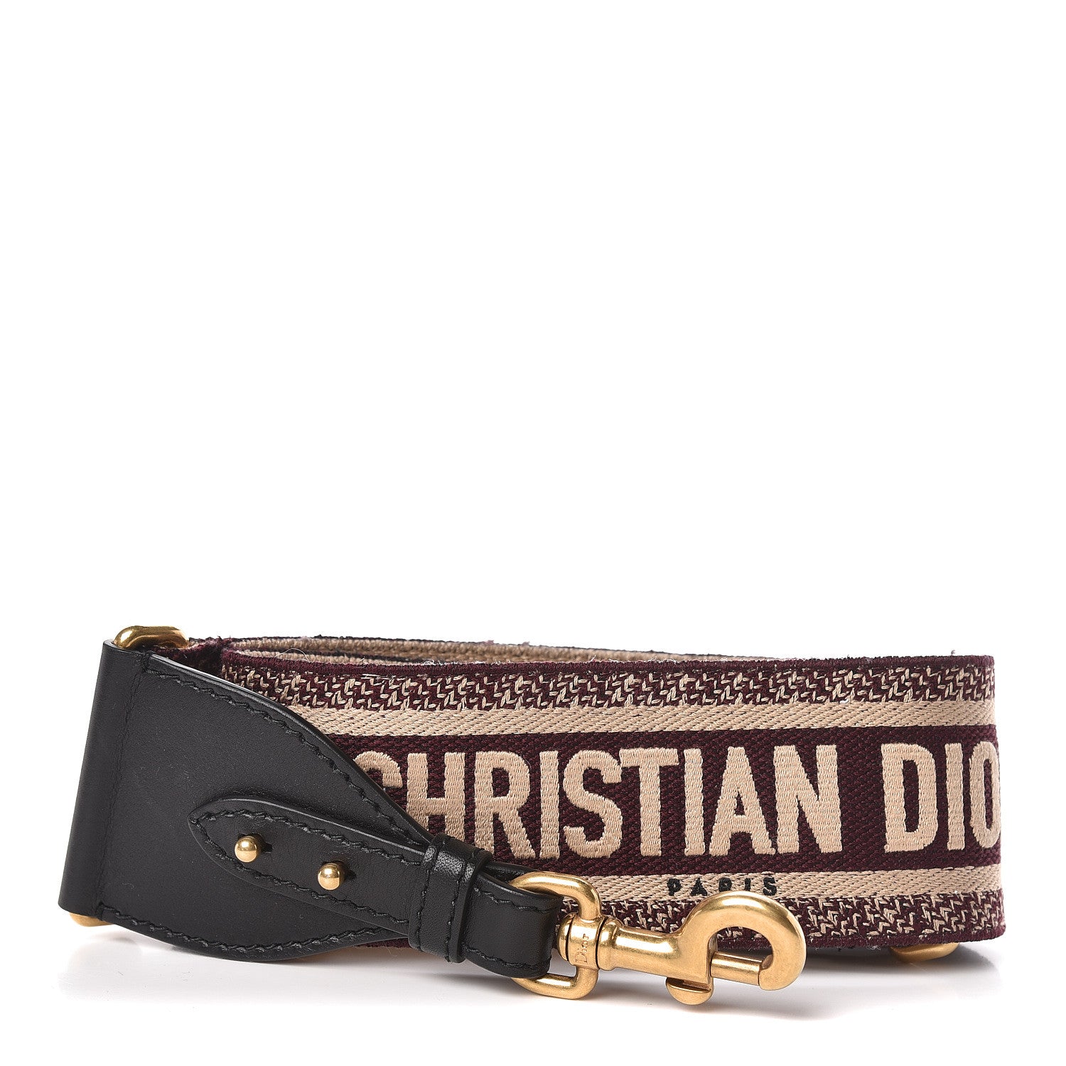 Christian Dior Canvas Embroidered Shoulder Strap Burgundy 1 of 4