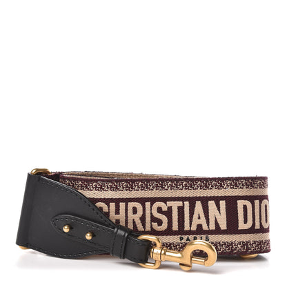 Christian Dior Canvas Embroidered Shoulder Strap Burgundy 1 of 4