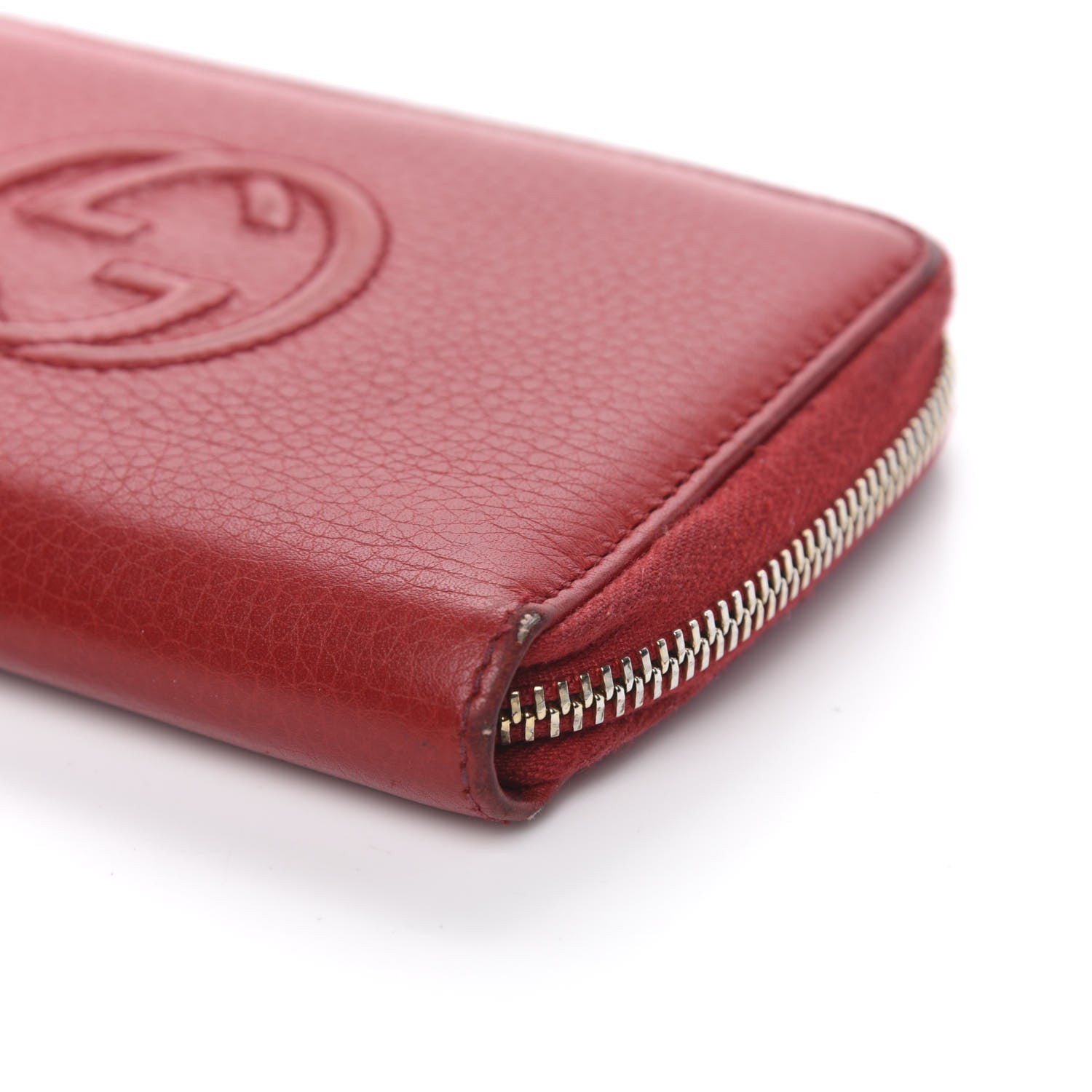 Gucci Pebbled Calfskin Medium Soho Zip Around Wallet Red 9 of 14