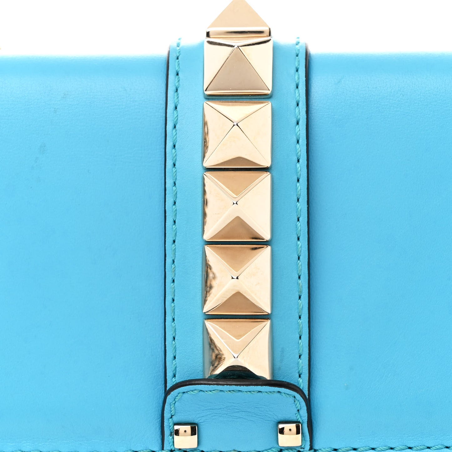 Vitello Medium Glam Lock Rockstud Flap Blue Fluo