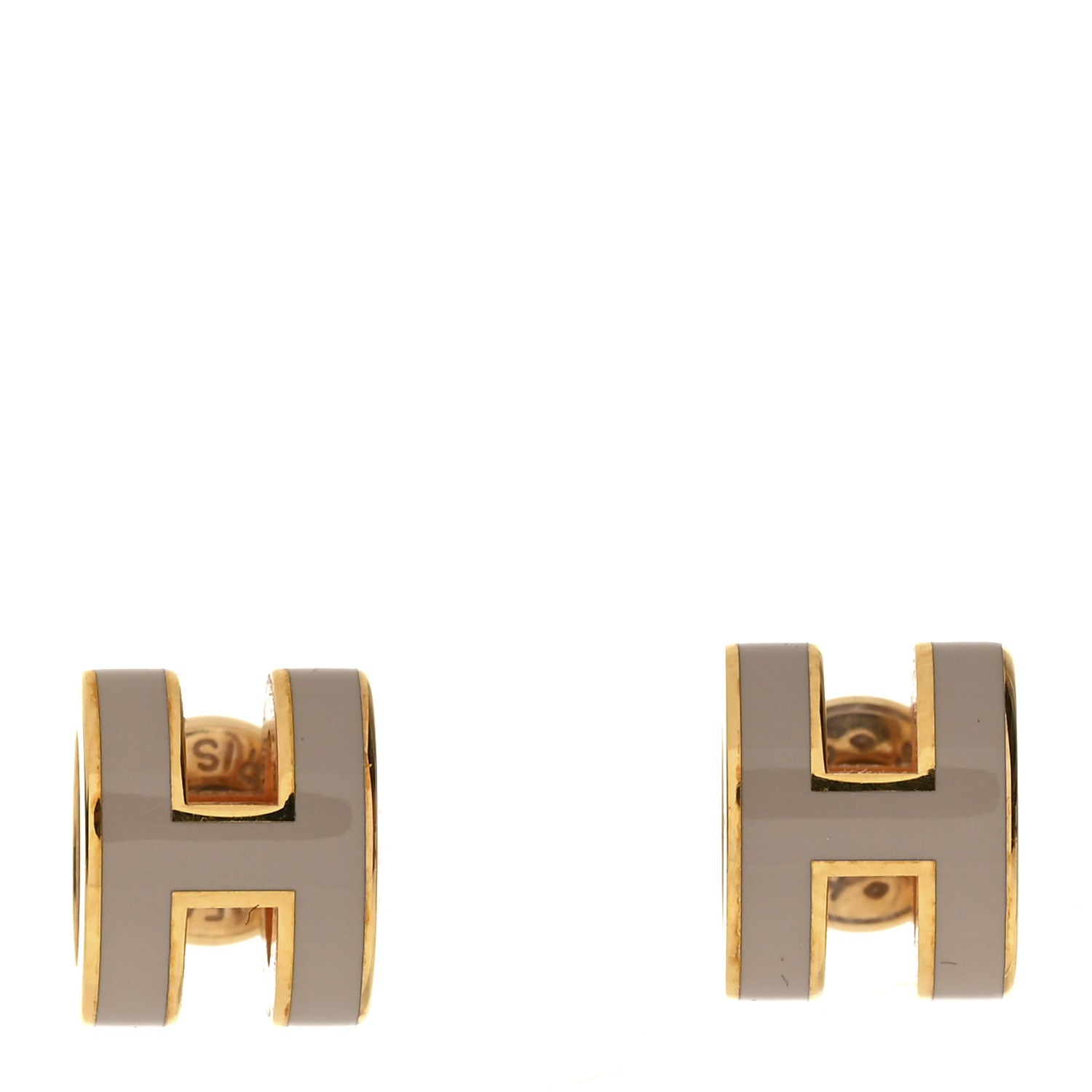 Hermes Gold Lacquered Mini Pop H Earrings Marron Glace 1 of 4