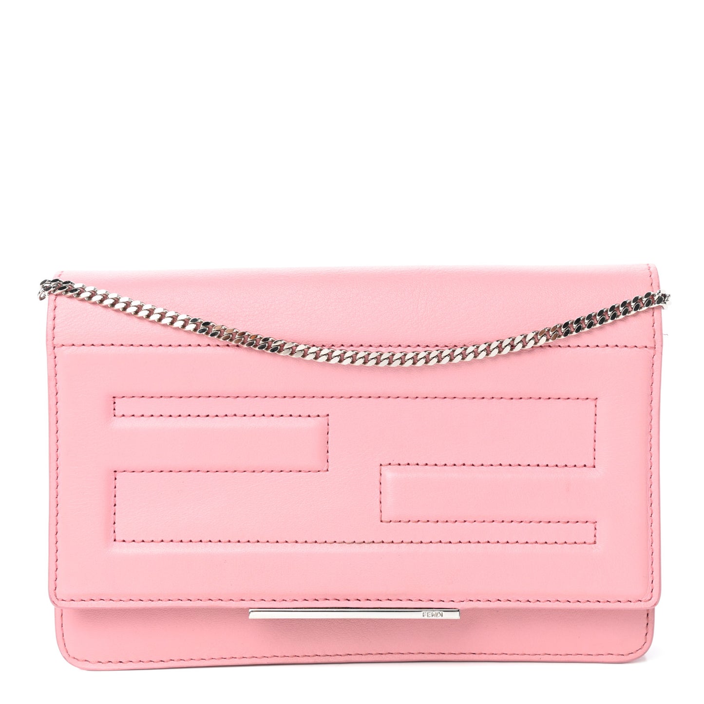 Vitello Flamingo Tube Wallet on Chain Pink