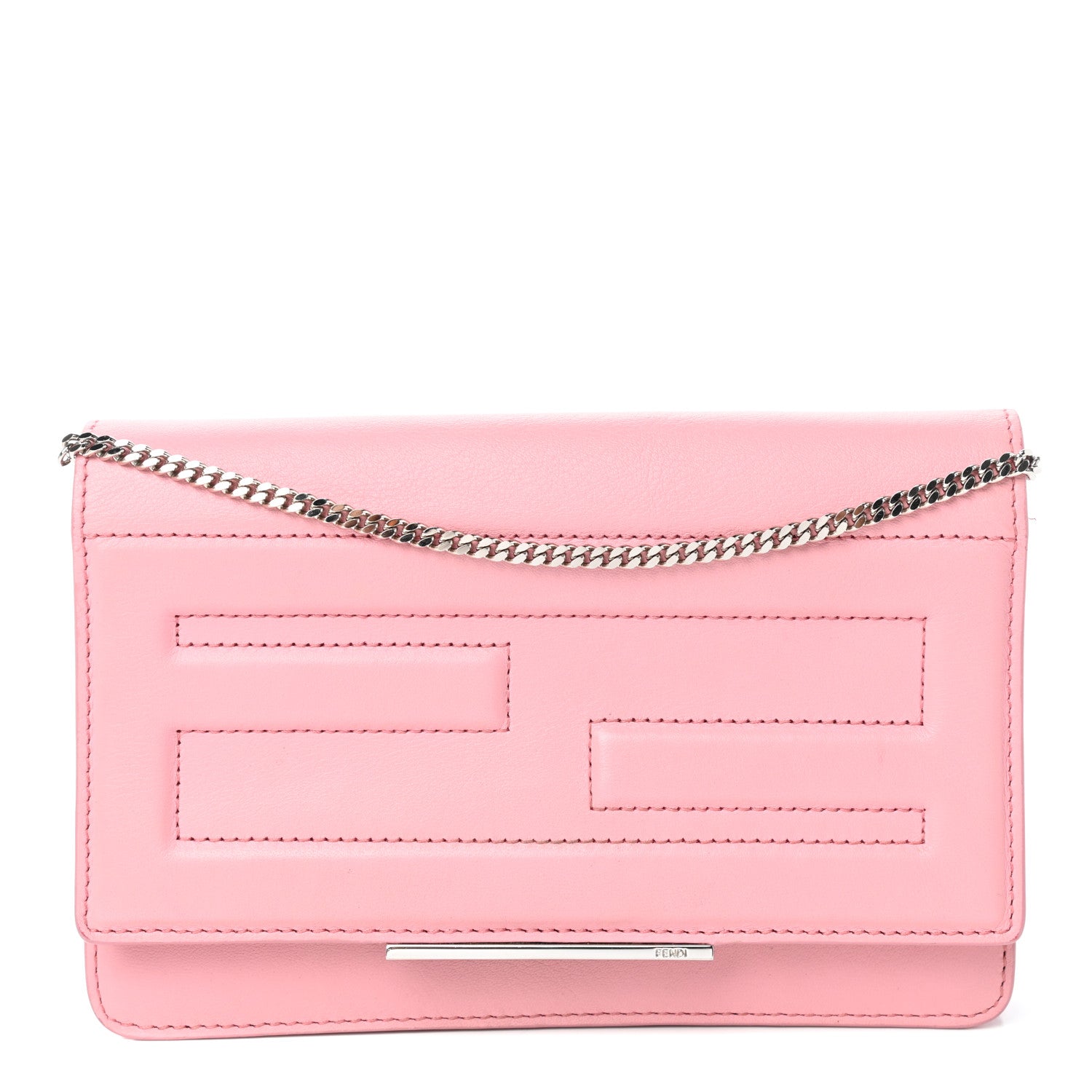 Fendi Vitello Flamingo Tube Wallet on Chain Pink 1 of 9