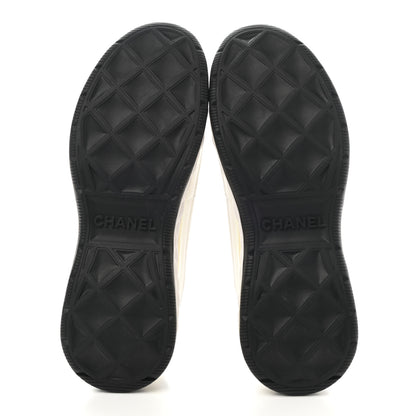 Chanel Velvet Calfskin Mixed Fibers CC Sneakers 38 Ivory Black 5 of 13