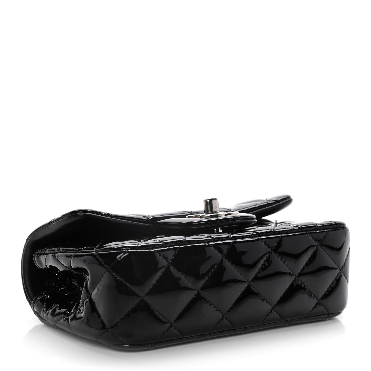 Chanel Patent Calfskin Quilted Extra Mini Rectangular Flap Black 2 of 13