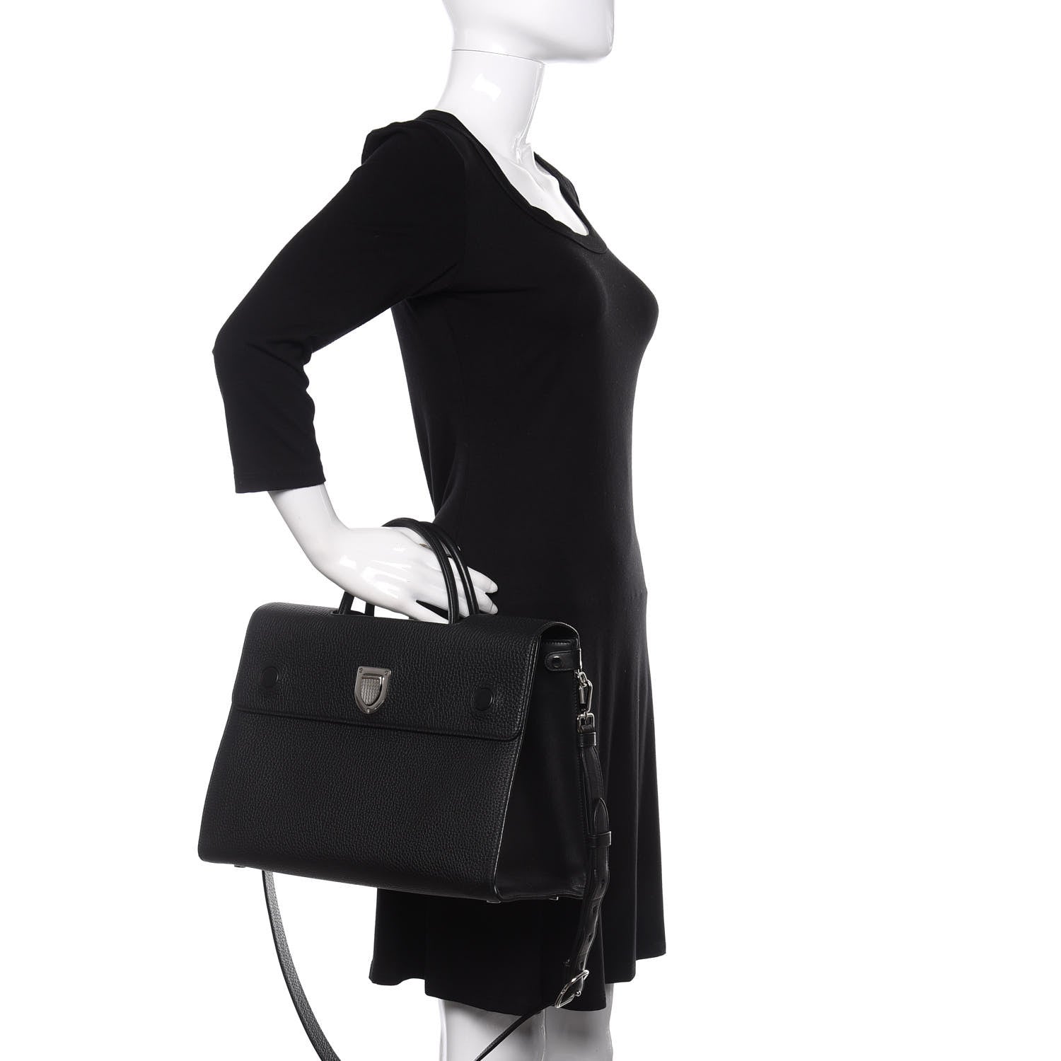 Christian Dior Grained Calfskin Large Diorever Flap Black 3 of 10