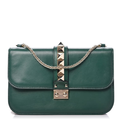 Valentino Garavani Vitello Medium Glam Lock Rockstud Flap Smeraldo 1 of 10