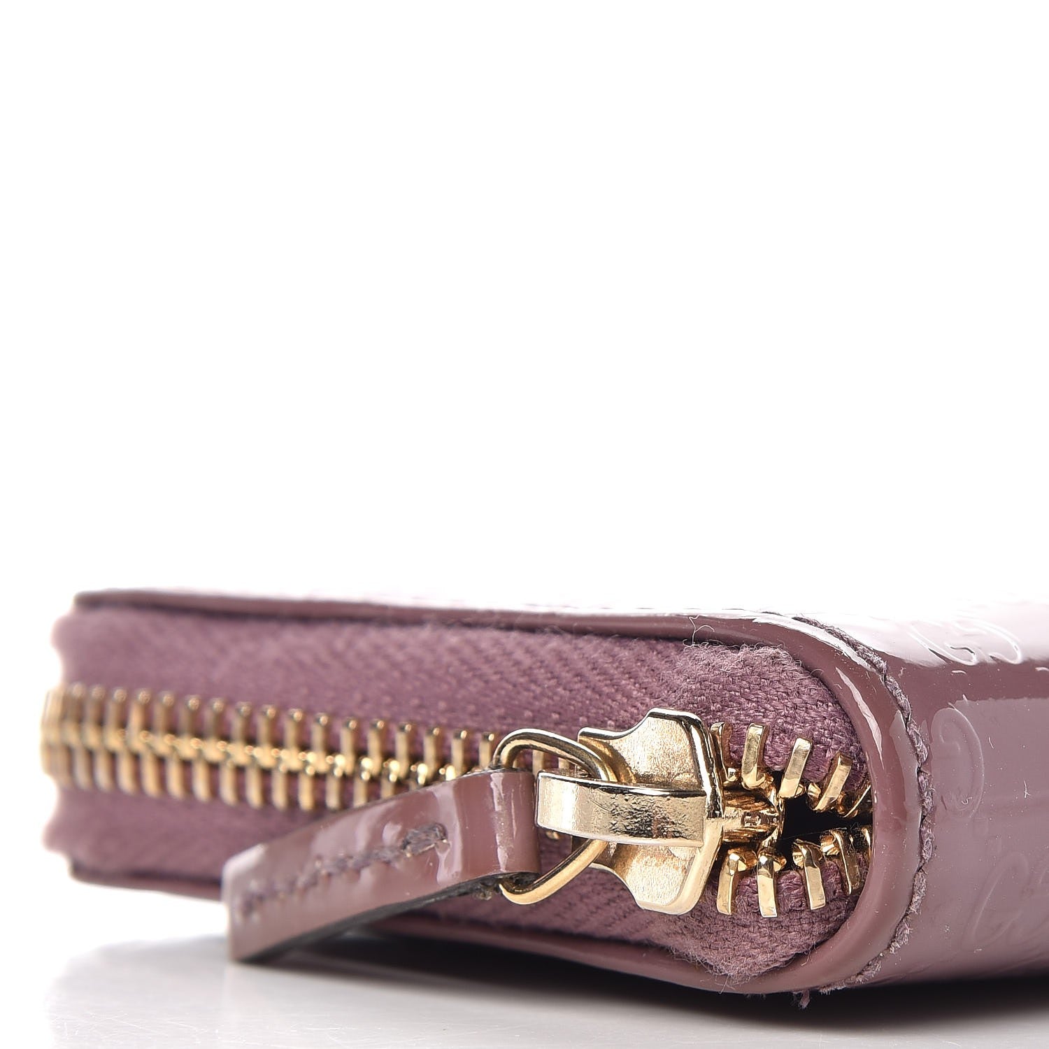 Gucci Patent Microguccissima Zip Around Card Case Mauve 7 of 10
