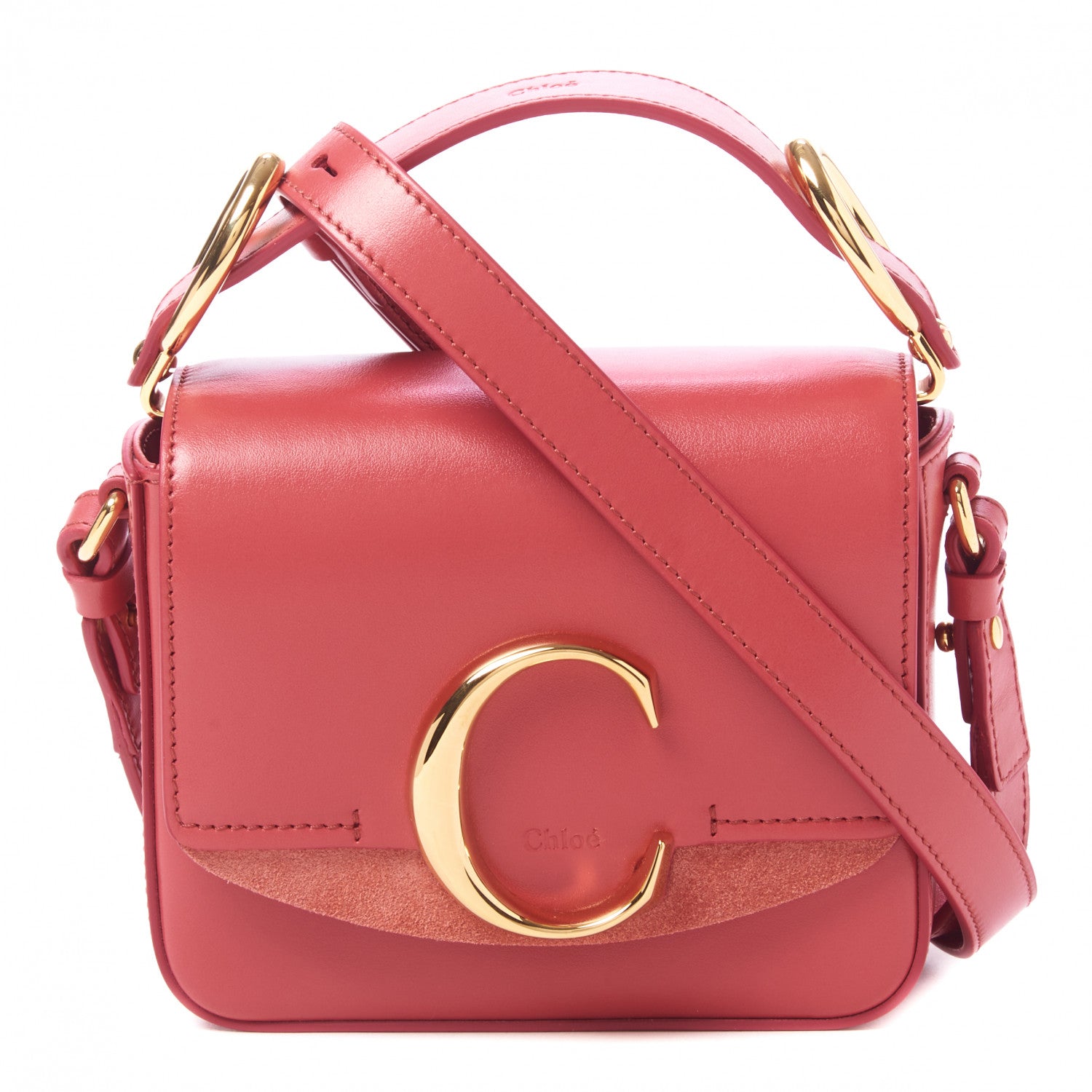 Chloe Shiny Calfskin Suede Mini C Double Carry Scarlet Pink 1 of 7