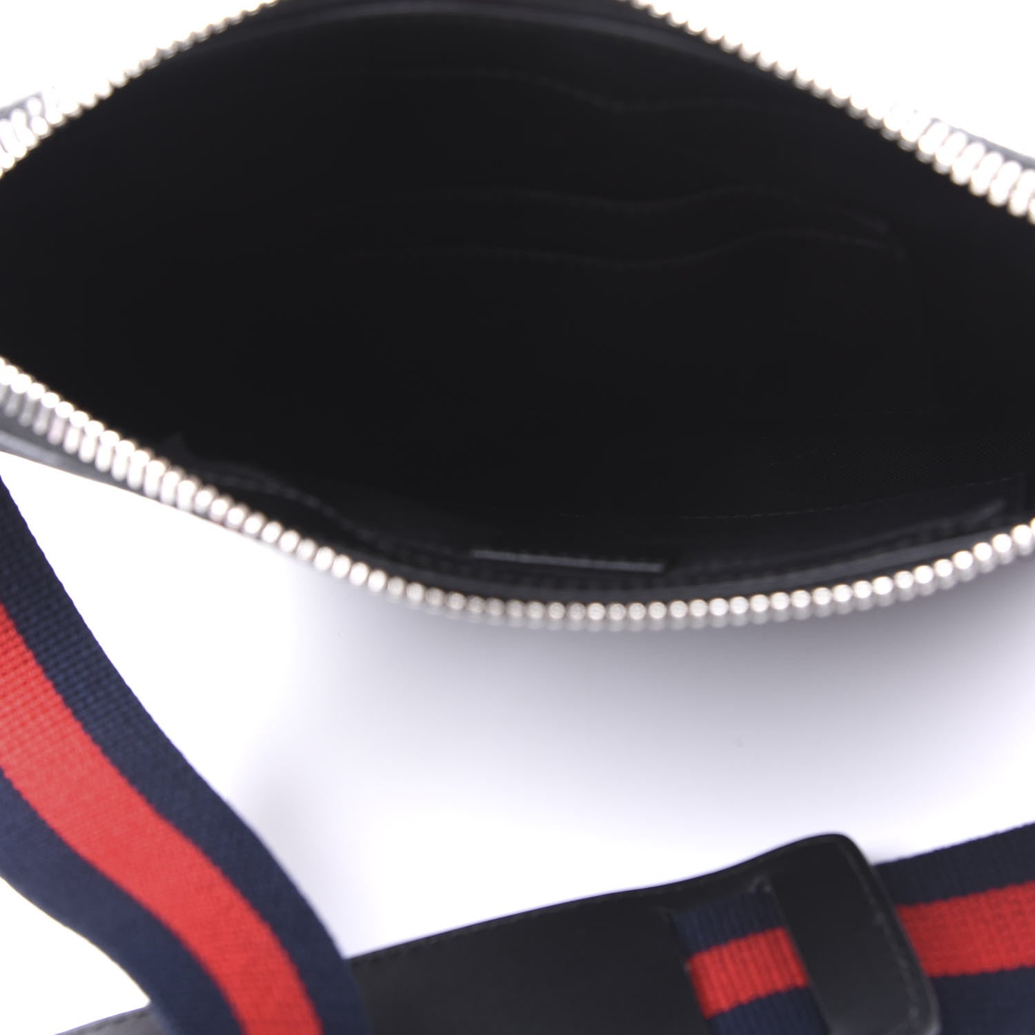 Gucci GG Supreme Monogram Web Small Flat Messenger Bag Black Grey 4 of 8