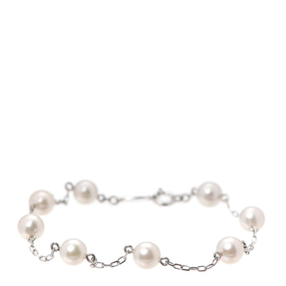 Mikimoto 18K White Gold 5mm Akoya Pearl Station Bracelet 1 of 4