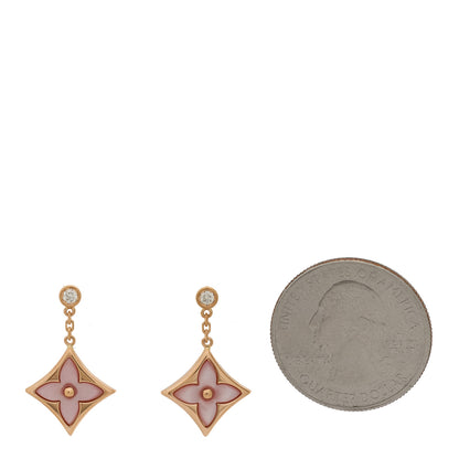 Louis Vuitton 18K Pink Gold Diamond Pink Mother of Pearl Color Blossom BB Star Earrings 2 of 5