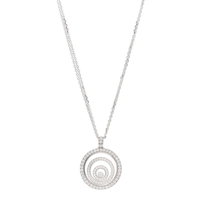 Chopard 18K White Gold Diamond Happy Spirit Three-Ring Pendant Necklace 1 of 5