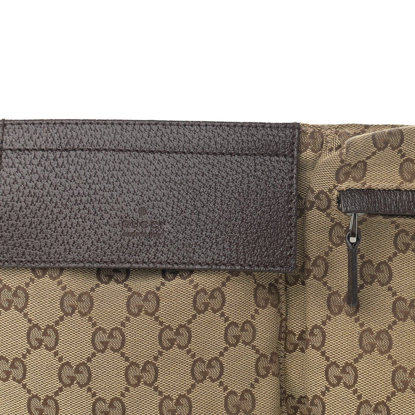 GG Monogram Double Pocket Belt Bag Dark Brown