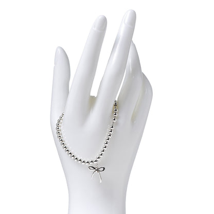 Tiffany Sterling Silver 4mm Bow Bead Bracelet 2 of 6