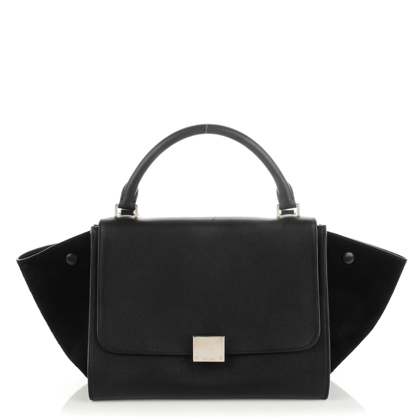Drummed Calfskin Suede Small Trapeze Black