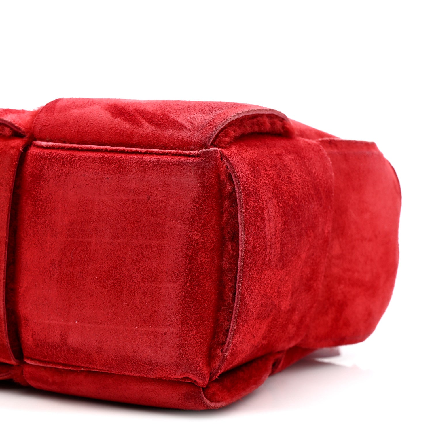 Bottega Veneta Suede Shearling Maxi Intrecciato Small Arco Tote Red 11 of 11