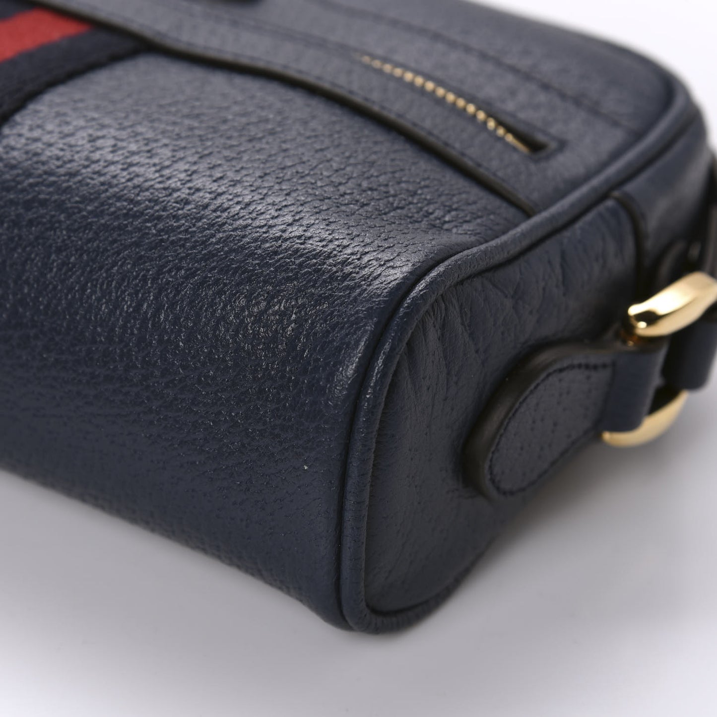 Textured Calfskin Web Mini Ophidia Shoulder Bag Blue Agata
