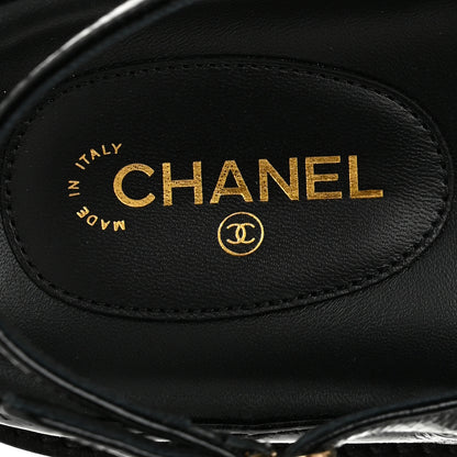 Chanel Crumpled Shiny Lambskin CC Cut Out Dad Sandals 40 Black 8 of 11